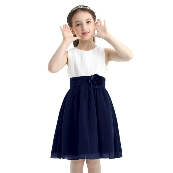 iiniim Kids Flower Girl Pleated Chiffon Dress Princess Bridesmaid Wedding Pageant Party