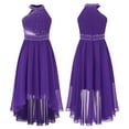 thumbnail image 1 of iiniim Kids Flower Girls Chiffon Ruched Princess Pageant Wedding Birthday Asymmetrical Hem Party Dress Purple 16, 1 of 7