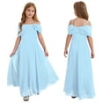 thumbnail image 1 of iiniim Kids Flower Girls Off Shoulder Chiffon Junior Bridesmaid Wedding Pageant Formal Ball Gown Maxi Dress Light Blue 10, 1 of 7