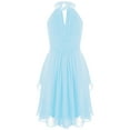 thumbnail image 1 of iiniim Kids Flower Girls Ruched Chiffon Junior Bridesmaid Dress Halter Neck Beaded Wedding Party 6-16, 1 of 7