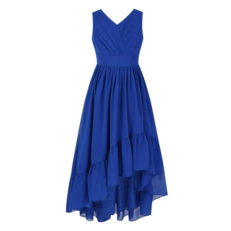 iiniim Kids Flower Girls V Neck Chiffon Junior Bridesmaid Dress