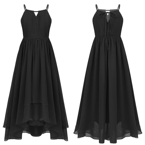 iiniim Kids Flower Girls Wedding Party Halter Neck Dress Birthday Bridesmaid Ruffled Hem Dress