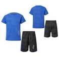 thumbnail image 1 of iiniim Kids Football Jerseys Suit for Boys Short Sleeve Sport T Shirt and Short Set Basketball Training Uniform Size 18M-14 A Blue 7-8, 1 of 7