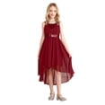 thumbnail image 1 of iiniim Kids Girl's Sequins Junior Bridesmaid  Ruched Hi Lo Flower Girl Dress Princess Pageant Party Ball Gown Burgundy 6, 1 of 7