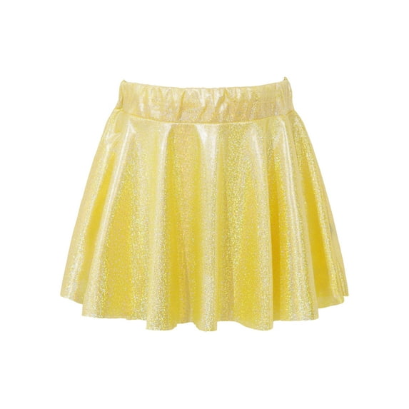 iiniim Kids Girl's Shinny Skater Skort Ballet Dance Athletic Mini Skirt Dancewear Costume 2-16 Gold 2-4