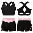 thumbnail image 1 of iiniim Kids Girls 2 Pcs Dance Athletic Ballet Gymnastic Tracksuit Sleeveless Crop Top and Short Set Black&Pink 4, 1 of 7