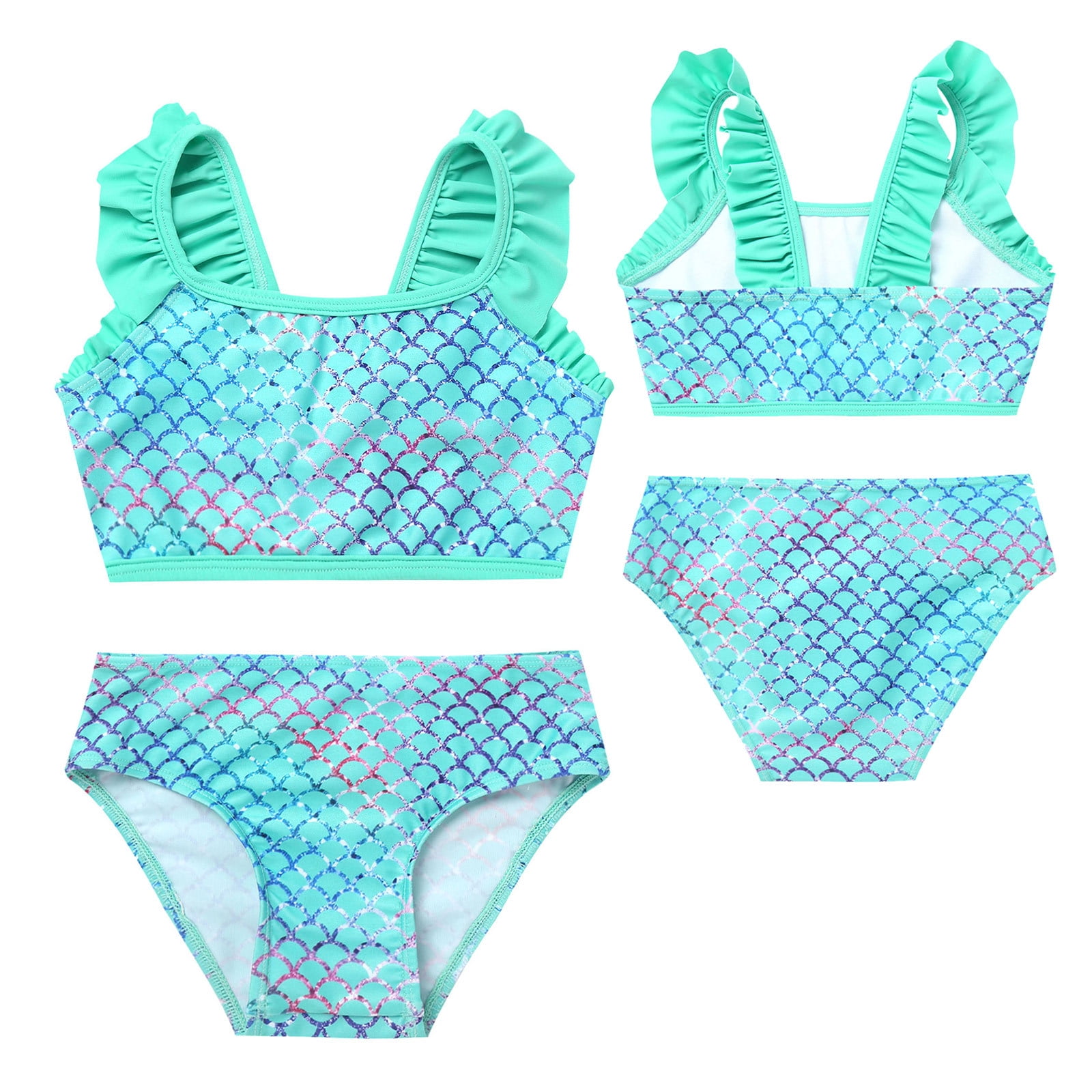 yunn⭐︎kids LIFE　4点 iiniim Kids Girls 2 Pieces Bikini Swimsuits Ruffled Sleeveless