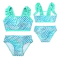 thumbnail image 1 of iiniim Kids Girls 2 Pieces Bikini Swimsuits Ruffled Sleeveless Tank Top with Briefs Set Swimwear 2-16 A Green 5, 1 of 7