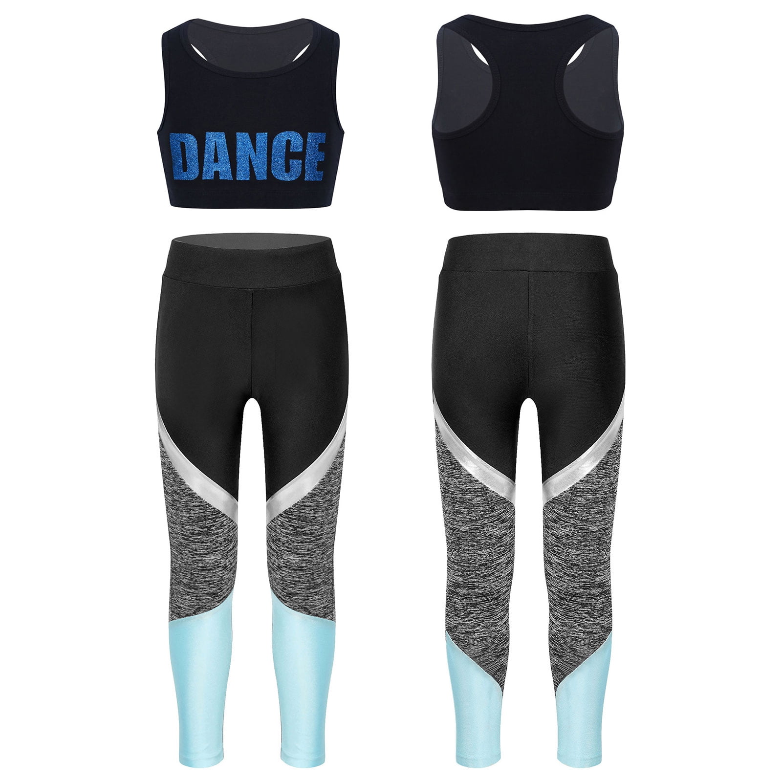 Iiniim Mädchen Sport Set - Crop Top & Leggings Mit Schmetterling - Für Yoga, Tanz & Gym