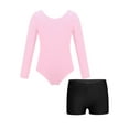thumbnail image 1 of iiniim Kids Girls 2 Pieces Gymnastics Ballet Dance Outfits Long Sleeve Leotard with Shorts Set Pink&Black 6, 1 of 7