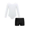 thumbnail image 1 of iiniim Kids Girls 2 Pieces Gymnastics Ballet Dance Outfits Long Sleeve Leotard with Shorts Set White&Black 3, 1 of 7