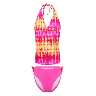 inhzoy Kids Girls 3PCs Swimsuit Tankini Set Floral Printed V-Neck Top ...