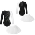 thumbnail image 1 of iiniim Kids Girls 2Pcs Ballet Dance Sparkly Long Sleeve Gymnastic Leotard and Mesh Tutu Skirt Dancewear Size 6-16 White 6, 1 of 7