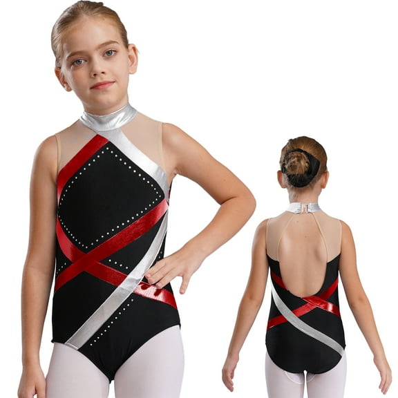 iiniim Kids Girls Athletic Dance Gymnastic Leotards One Piece Ballet Bodysuit Sleeveless Unitard Dance Wear Red 8