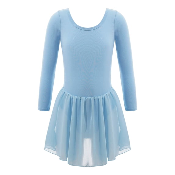 iiniim Kids Girls Ballet Dance Dress Gymnastic Bodysuit Long Sleeve T-Shirt Top with Skirt Age 2-12