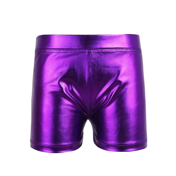 iiniim Kids Girls Ballet Dance Gymnastic Shorts Shiny Metallic Workout Sports Swimming Boy-Cut Bottoms