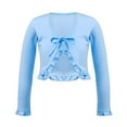 thumbnail image 1 of iiniim Kids Girls' Ballet Dance Wrap Top Cotton V Neck Long Sleeves Cover Up Blouse Light Blue 3, 1 of 7