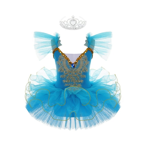 iiniim Kids Girls Ballet Dress Tutu Skirted Leotard Performance Dance Costumes Ballerina Outfit