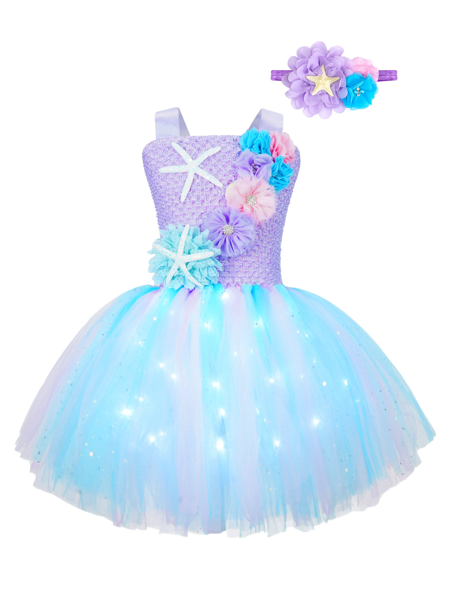 iiniim Kids Girls Ballet Tutu Dress LED Light Up Princess Dress ...
