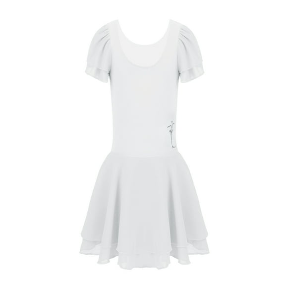 iiniim Kids Girls Ballet Tutu Dress Leotard Short Sleeves Ruffled Tutu Dress Dancewear Gymnastics Dance Costumess