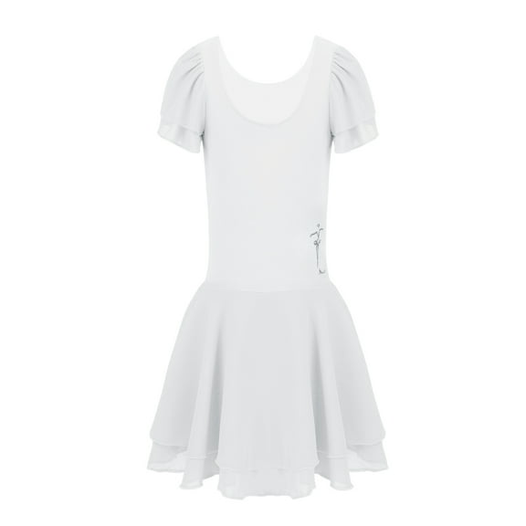 iiniim Kids Girls Ballet Tutu Dress Leotard Short Sleeves Ruffled Tutu Dress Dancewear Gymnastics Dance Costumess