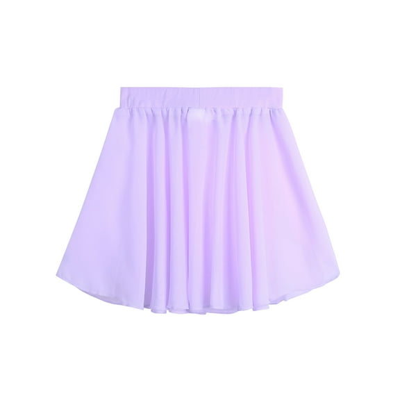 iiniim Kids Girls Basic Chiffon Pleated Pull-on Wrap Skirt Skort Ballet Dancewear Daily Casual Purple 5-6
