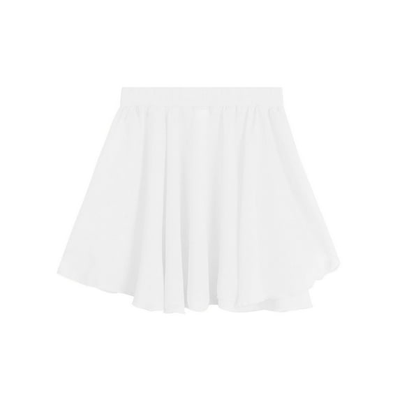 iiniim Kids Girls Basic Chiffon Pleated Pull-on Wrap Skirt Skort Ballet Dancewear Daily Casual White 5-6