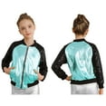 thumbnail image 1 of iiniim Kids Girls Boys Metallic Bomber Moto Jacket Coat Hip Hop Jazz Modern Dance Top Disco Party Costume Size 6-16 Lake Blue 12, 1 of 7