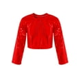 thumbnail image 1 of iiniim Kids Girls Boys Shinny Long Sleeve Dance Crop Tops Sequin Athletic Shirts Tee Dancewear, 1 of 7