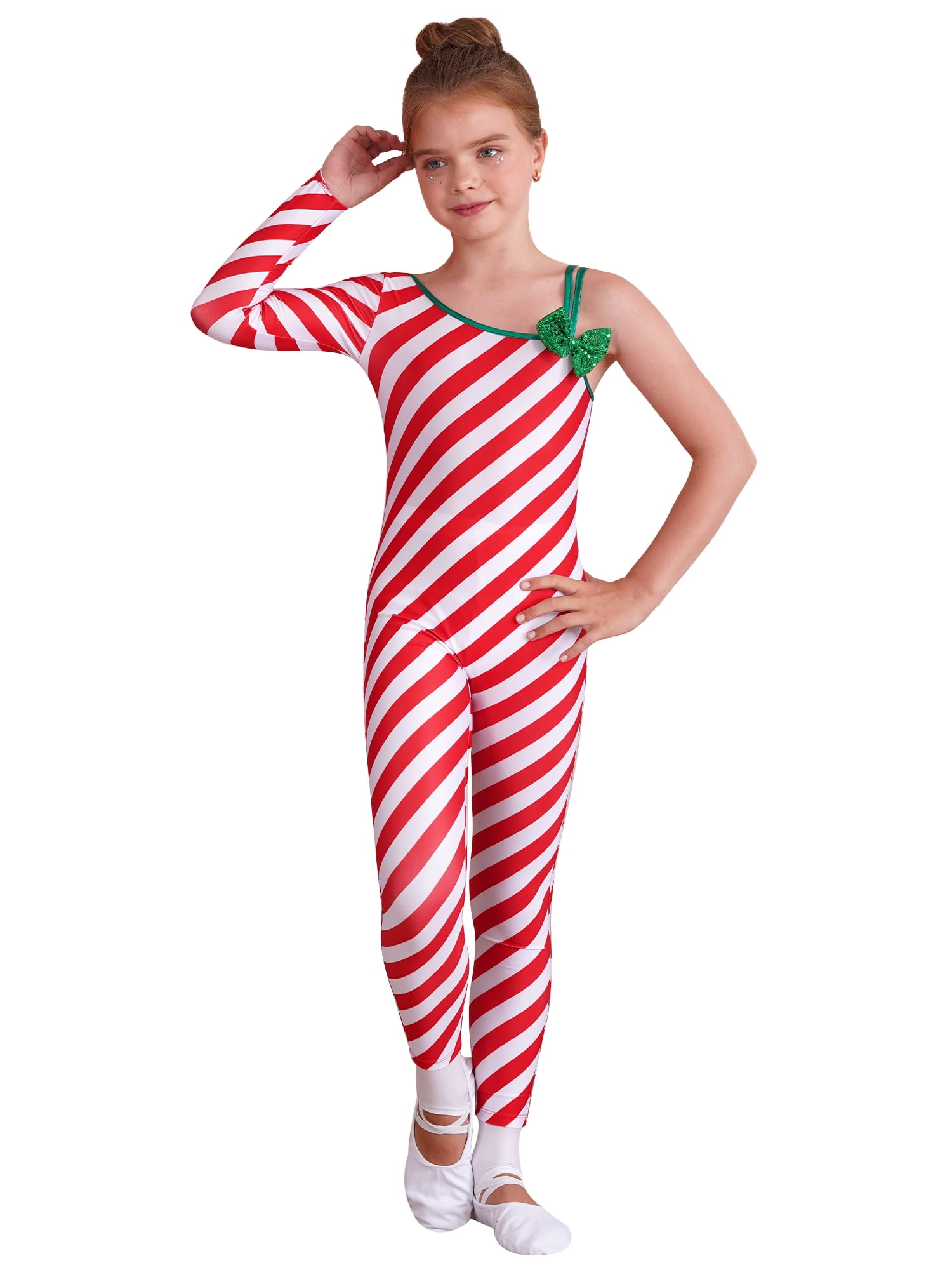 iiniim Kids Girls Candy Cane Christmas Costume Striped One Piece ...