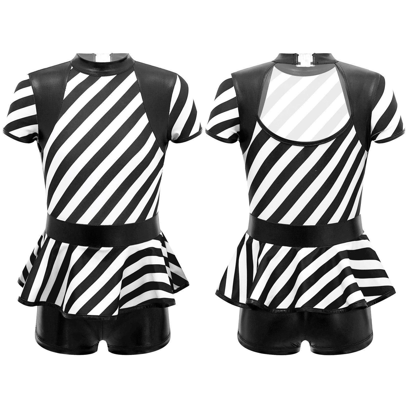 Candy Cane One Shoulder Leotard with Ruffle
