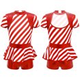 thumbnail image 1 of iiniim Kids Girls Candy Cane Christmas Costume Stripes Print One Piece Bodysuit Ballet Dance Gymnastic Leotard Biketard, 1 of 7
