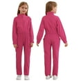 thumbnail image 1 of iiniim Kids Girls Casual Jumpsuit Rompers One Piece Long Sleeve Half Zip Overalls Cargo Pants Hot Pink 14, 1 of 7