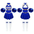 thumbnail image 1 of iiniim Kids Girls Cheer Leader Dance Cheerleading Uniform Dress with Pom Pom Socks Party Royal Blue A 12, 1 of 7