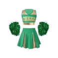 thumbnail image 1 of iiniim Kids Girls Cheer Leader Uniform Crop Top Pleated Skirt with Pom Poms Dancewear Green 12, 1 of 7