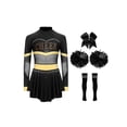 thumbnail image 1 of iiniim Kids Girls Cheer Leader Uniform Dance Long Sleeve Dress Leotard Dancewear Black A 12, 1 of 7
