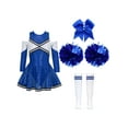 thumbnail image 1 of iiniim Kids Girls Cheerleading Cheer Leader Dance Dress with Pom Poms Headwear Socks Party A Blue 16, 1 of 7