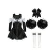 thumbnail image 1 of iiniim Kids Girls Cheerleading Cheer Leader Dance Dress with Pom Poms Headwear Socks Party A White&Black 16, 1 of 7