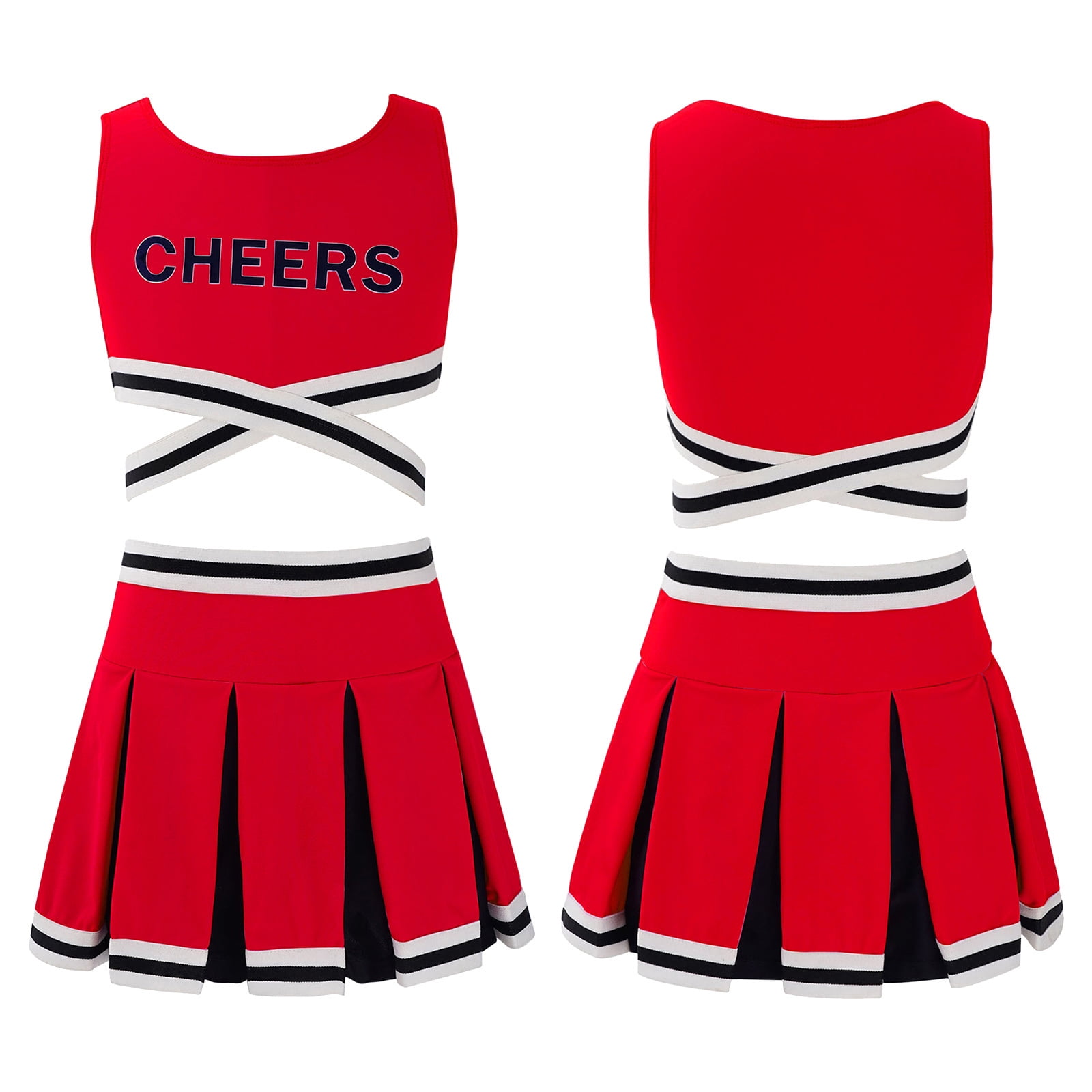 iiniim Kids Girls Cheerleading Costume Cheer Crop Top with Pleated