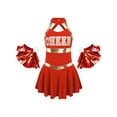 thumbnail image 1 of iiniim Kids Girls Cheerleading Performance Uniform Dance Party Dress with Pom Poms Red 8, 1 of 7