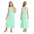 thumbnail image 1 of iiniim Kids Girls Chiffon Ruched Junior Bridesmaid A Line Swing Maxi Formal Pageant Prom Dress Mint Green 6, 1 of 7
