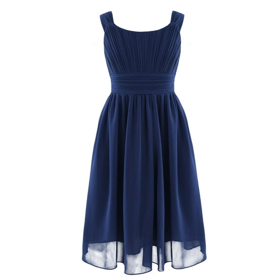 iiniim Kids Girls Chiffon Sleeveless Pleated Chiffon Dress Princess Birthday Party Formal 4-16