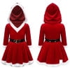 iiniim Girls Red Hooded Velvet Christmas Miss Santa Claus Dress with Belt Xmas Holiday Party Outfit Red 4