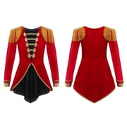 iiniim Kids Girls Circus Ringmaster Cosplay Costume Drum Majorette Role Play Halloween Dress up 4-16 Red 12