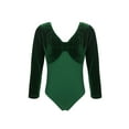 thumbnail image 1 of iiniim Kids Girls Classic Long Sleeves Leotard for Gymnastics Ballet Dance Velvet Splice Bodysuit Green 160, 1 of 7