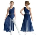 thumbnail image 1 of iiniim Kids Girls' Contemporary Lyrical Dress Sleeveless Latin Dance Modern High-Low Tutu Skirt Navy Blue 6, 1 of 7