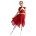 thumbnail image 1 of iiniim Kids Girls Dance Contrast Color Sleeveless High Low Dress Dancewear Burgundy 8, 1 of 7