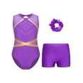 thumbnail image 1 of iiniim Kids Girls Dance Leotard Ballet Gymnastics Jumpsuit with Shorts and Hair Tie Dancewear Purple 6, 1 of 6