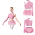 thumbnail image 1 of iiniim Girls Hip Hop Jazz Dance Outfits Rhinestones Crop Top and Ruffles Feather Skirt Set Pink 6, 1 of 7