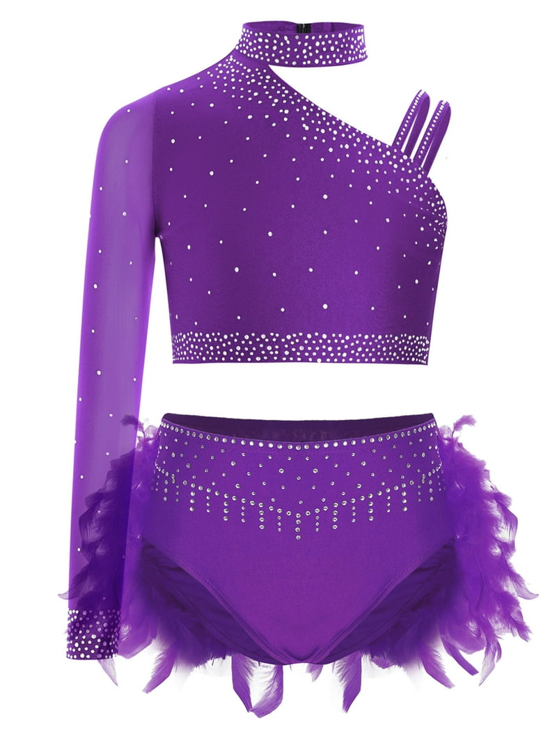 Two Piece Purple Dance Costume Iiniim Kids Girls Dance Outfits